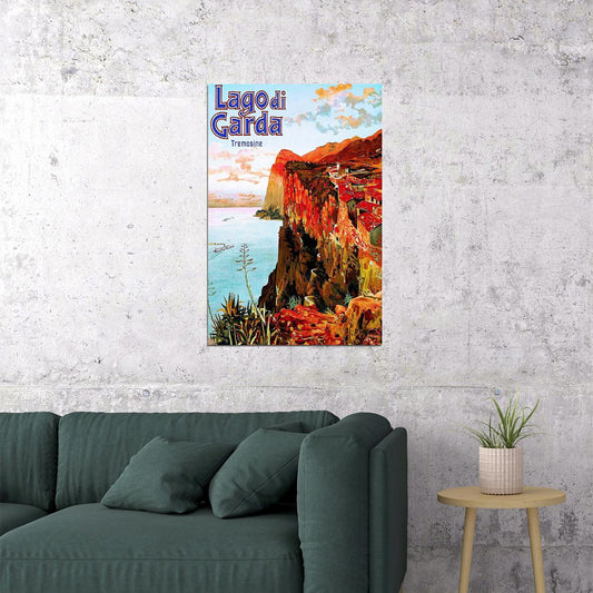 1924 Lake Garda Italy Vintage Style Italian Travel Poster Wall Art Print Home Wall Decor - xonomax