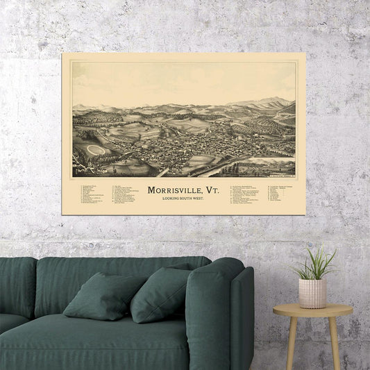 Morrisiville Panaromic City Map Vintage Style Poster Wall Art Print Home Wall Decor - xonomax