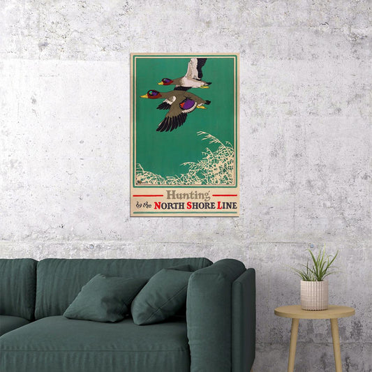 Hunting By The North Shore Line 1920s Vintage Rail Travel Poster Wall Art Print Home Wall Decor - xonomax