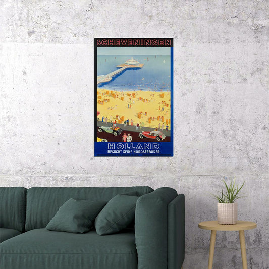 1930s Scheveningen Holland Classic Vintage Dutch Travel Poster Wall Art Print Home Wall Decor - xonomax