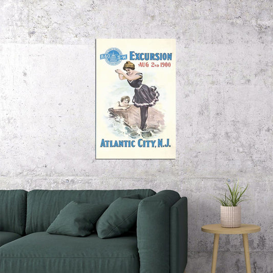 1900 B&o Railroad Excursion Atlantic City Nj Vintage Poster Wall Art Print Home Wall Decor - xonomax