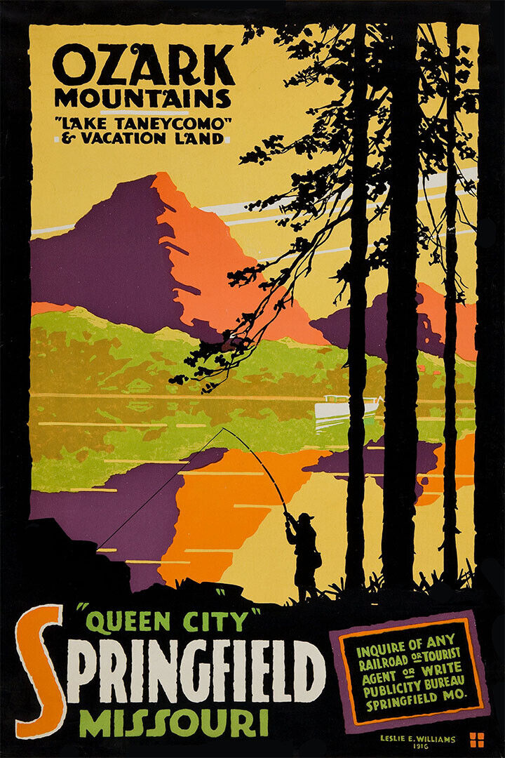 Ozark Mountains Lake Taneycomo 1916 Vintage Style Travel Poster Wall Art Print Home Wall Decor