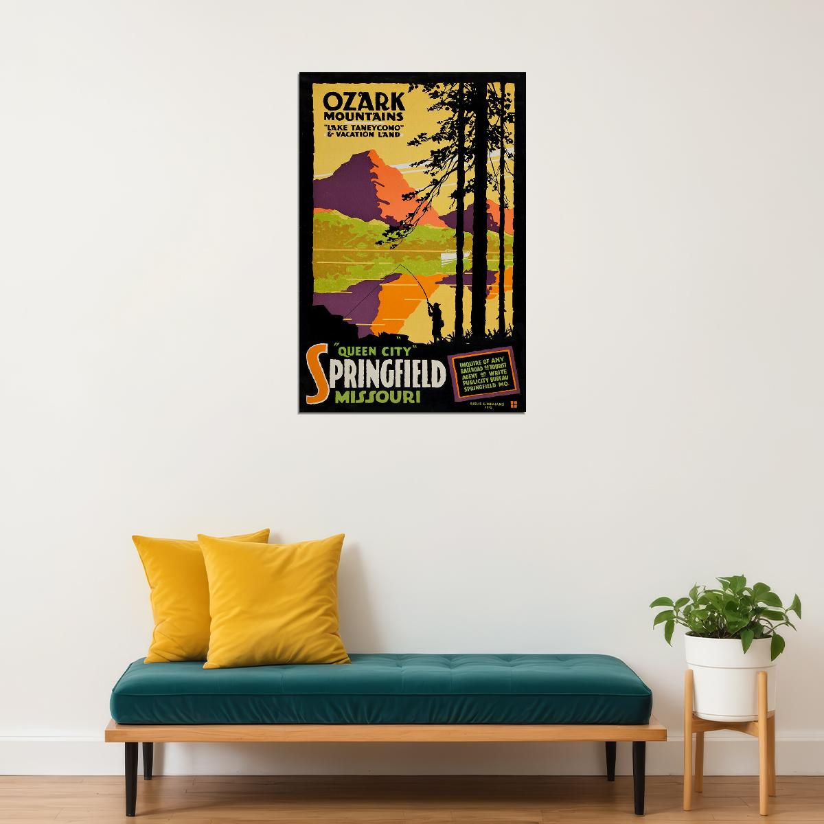 Ozark Mountains Lake Taneycomo 1916 Vintage Style Travel Poster Wall Art Print Home Wall Decor
