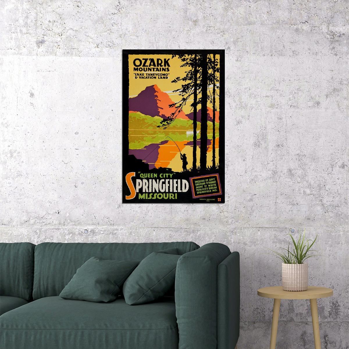 Ozark Mountains Lake Taneycomo 1916 Vintage Style Travel Poster Wall Art Print Home Wall Decor