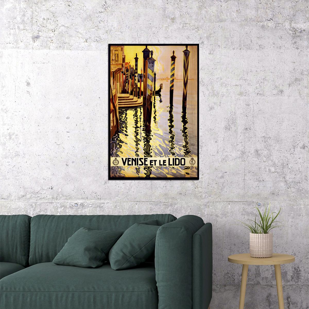 Venice And Lido Italy 1920 Vintage Style Italian Travel Poster Wall Art Print Home Wall Decor