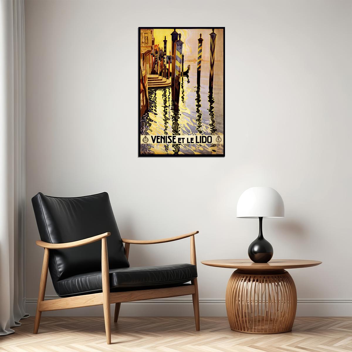 Venice And Lido Italy 1920 Vintage Style Italian Travel Poster Wall Art Print Home Wall Decor