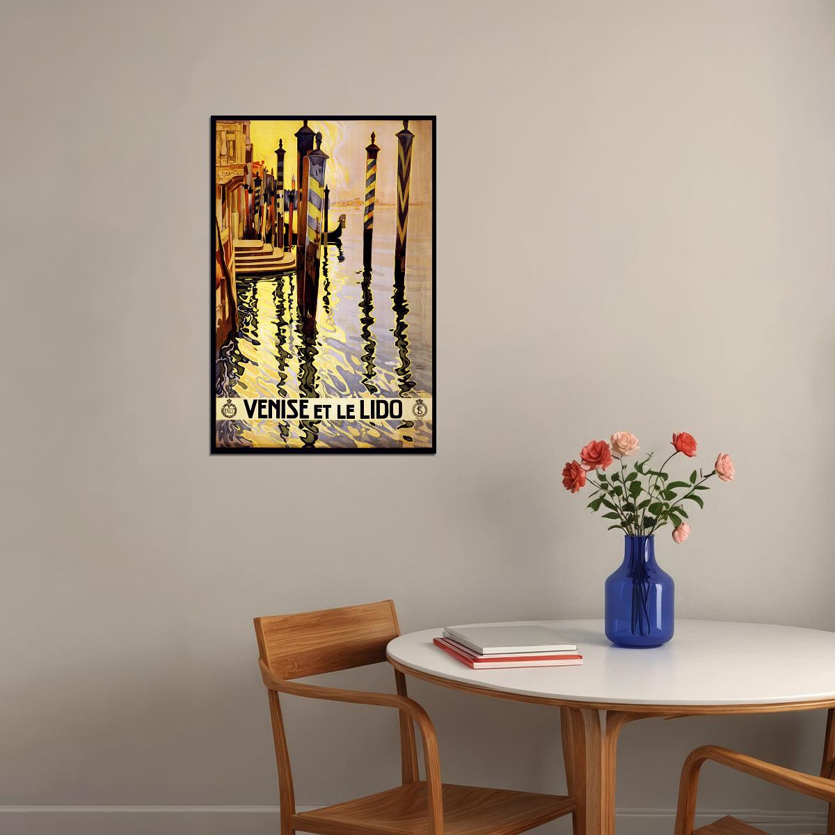 Venice And Lido Italy 1920 Vintage Style Italian Travel Poster Wall Art Print Home Wall Decor