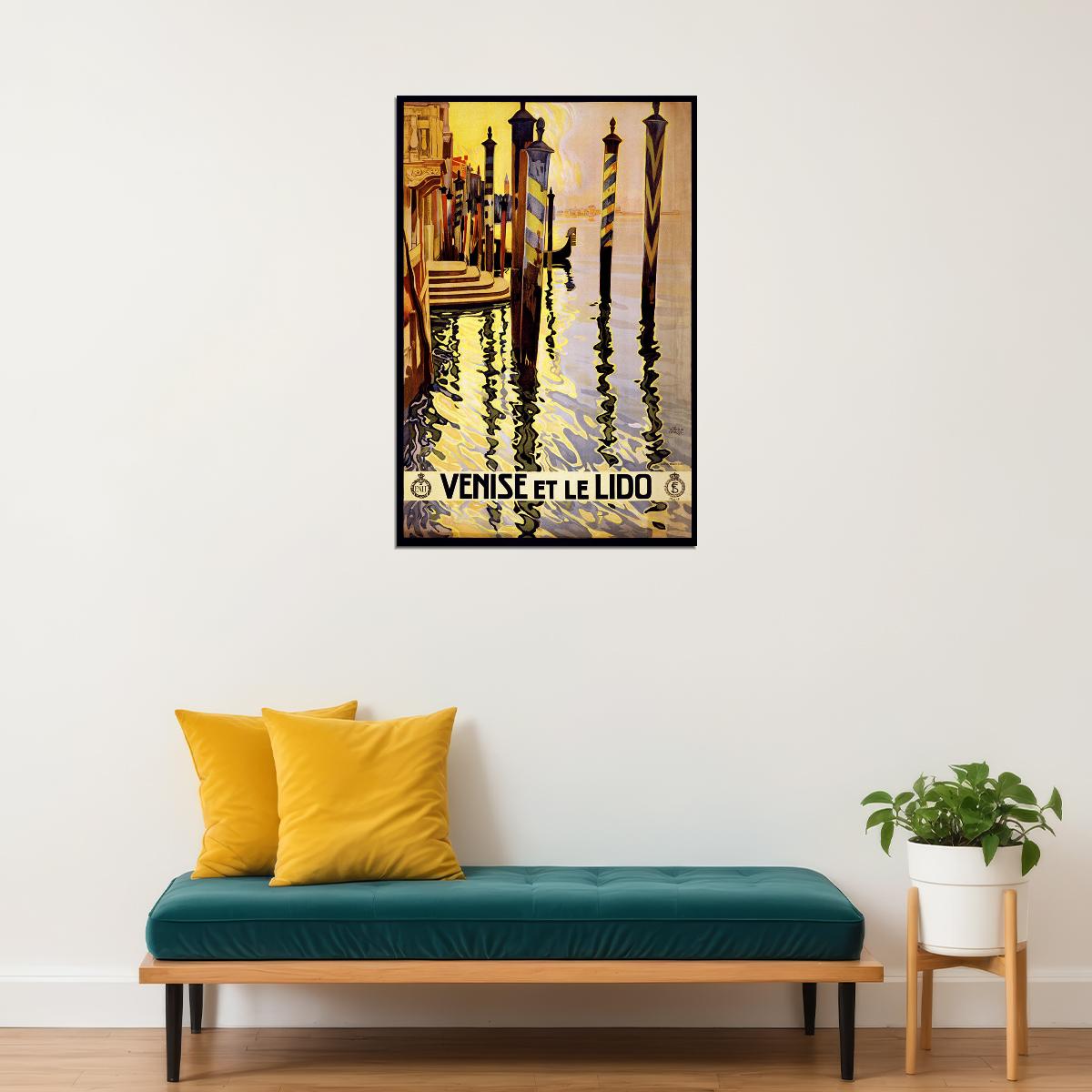 Venice And Lido Italy 1920 Vintage Style Italian Travel Poster Wall Art Print Home Wall Decor