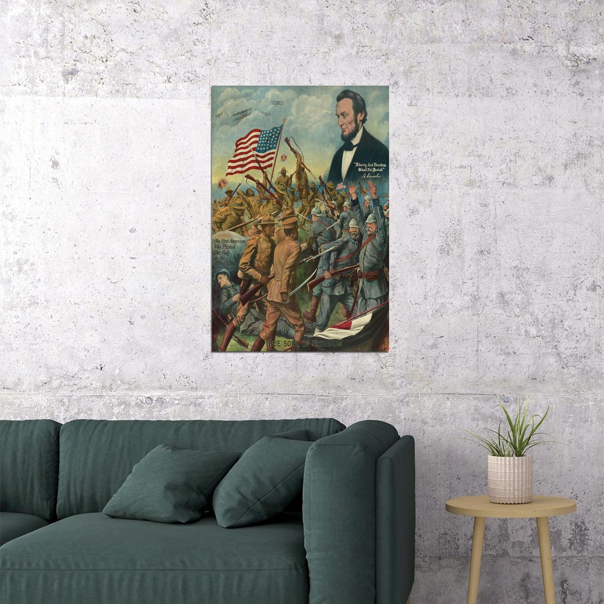 1918 True Sons Of Freedom! Wwi Us Army War Poster Wall Art Print Home Wall Decor
