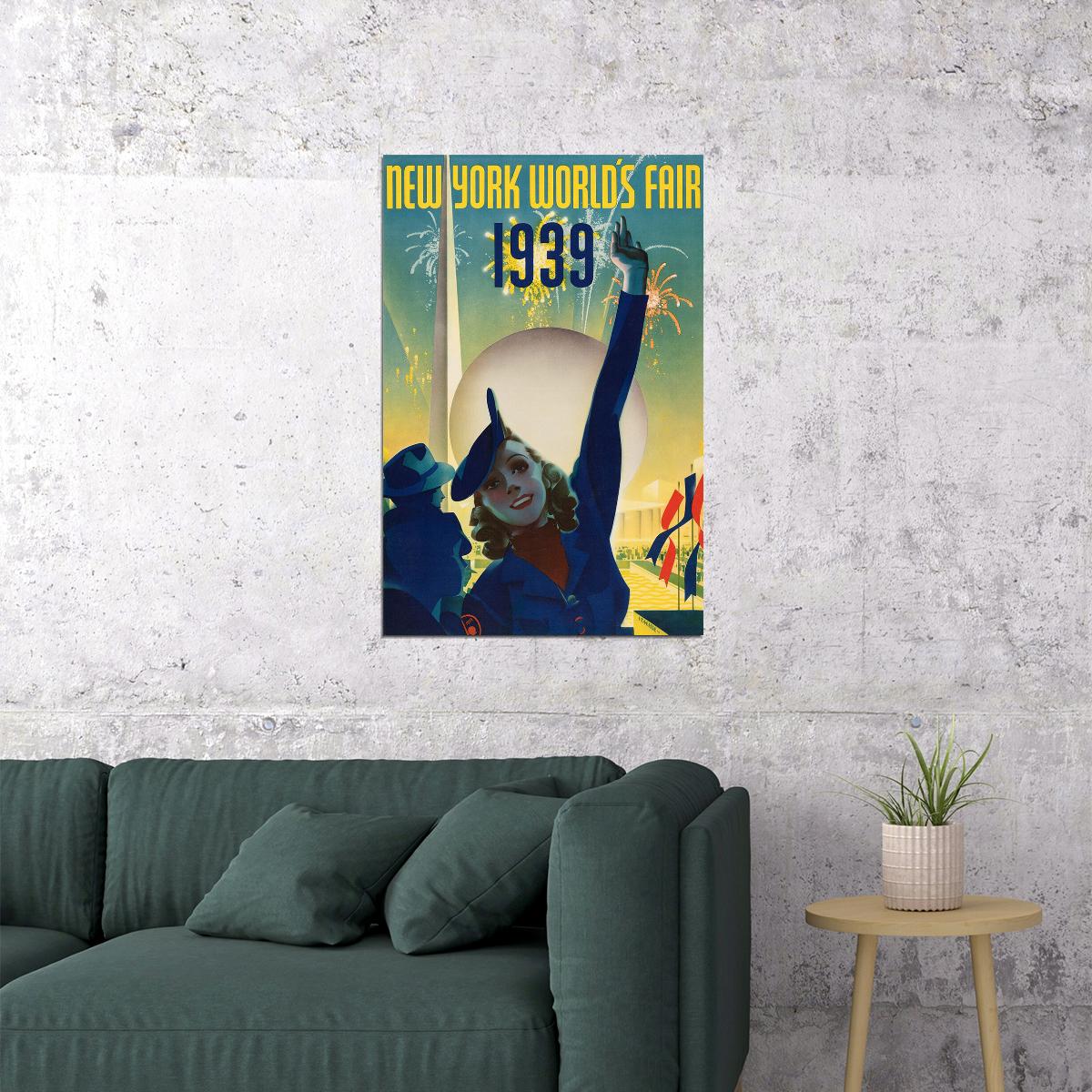 1939 New York World's Fair Classic Vintage Style Travel Poster Wall Art Print Home Wall Decor