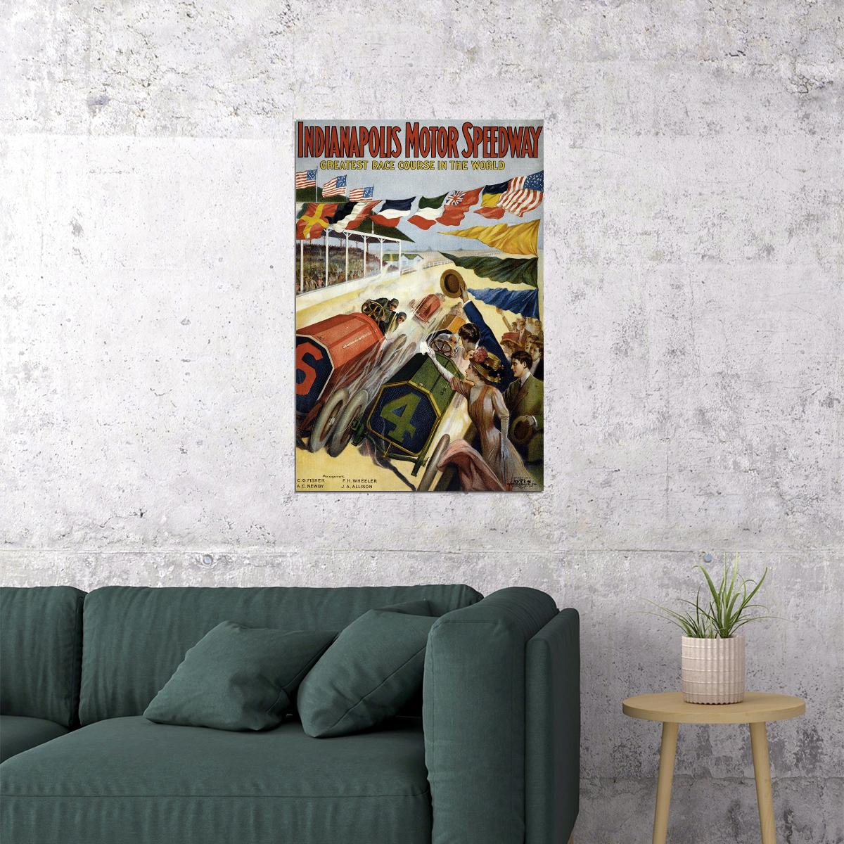 Indianapolis Motor Speedway Vintage Style Racing Poster Wall Art Print Home Wall Decor