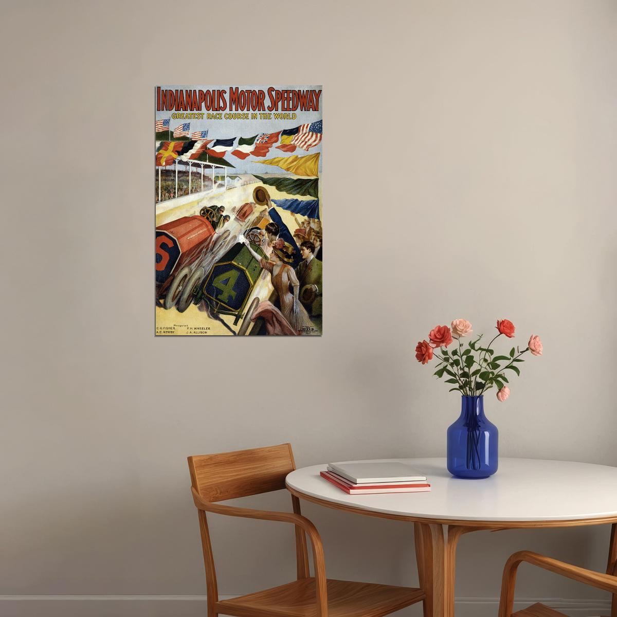 Indianapolis Motor Speedway Vintage Style Racing Poster Wall Art Print Home Wall Decor