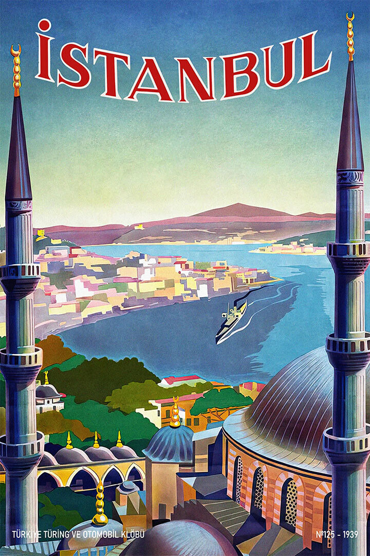 1939 Visit Istanbul Turkey Vintage Style Classic Travel Poster Wall Art Print Home Wall Decor