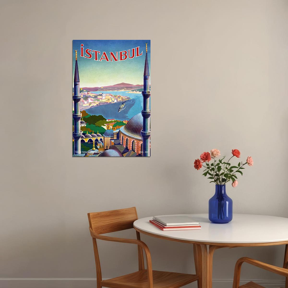 1939 Visit Istanbul Turkey Vintage Style Classic Travel Poster Wall Art Print Home Wall Decor