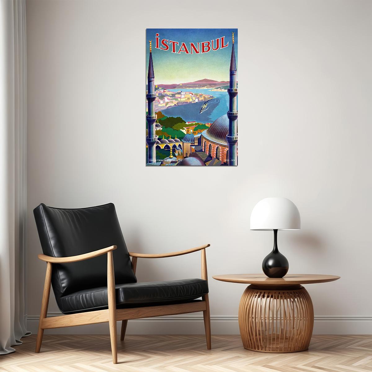 1939 Visit Istanbul Turkey Vintage Style Classic Travel Poster Wall Art Print Home Wall Decor