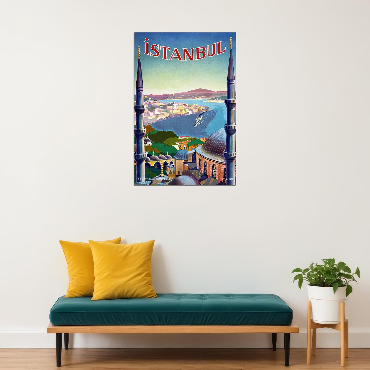 1939 Visit Istanbul Turkey Vintage Style Classic Travel Poster Wall Art Print Home Wall Decor