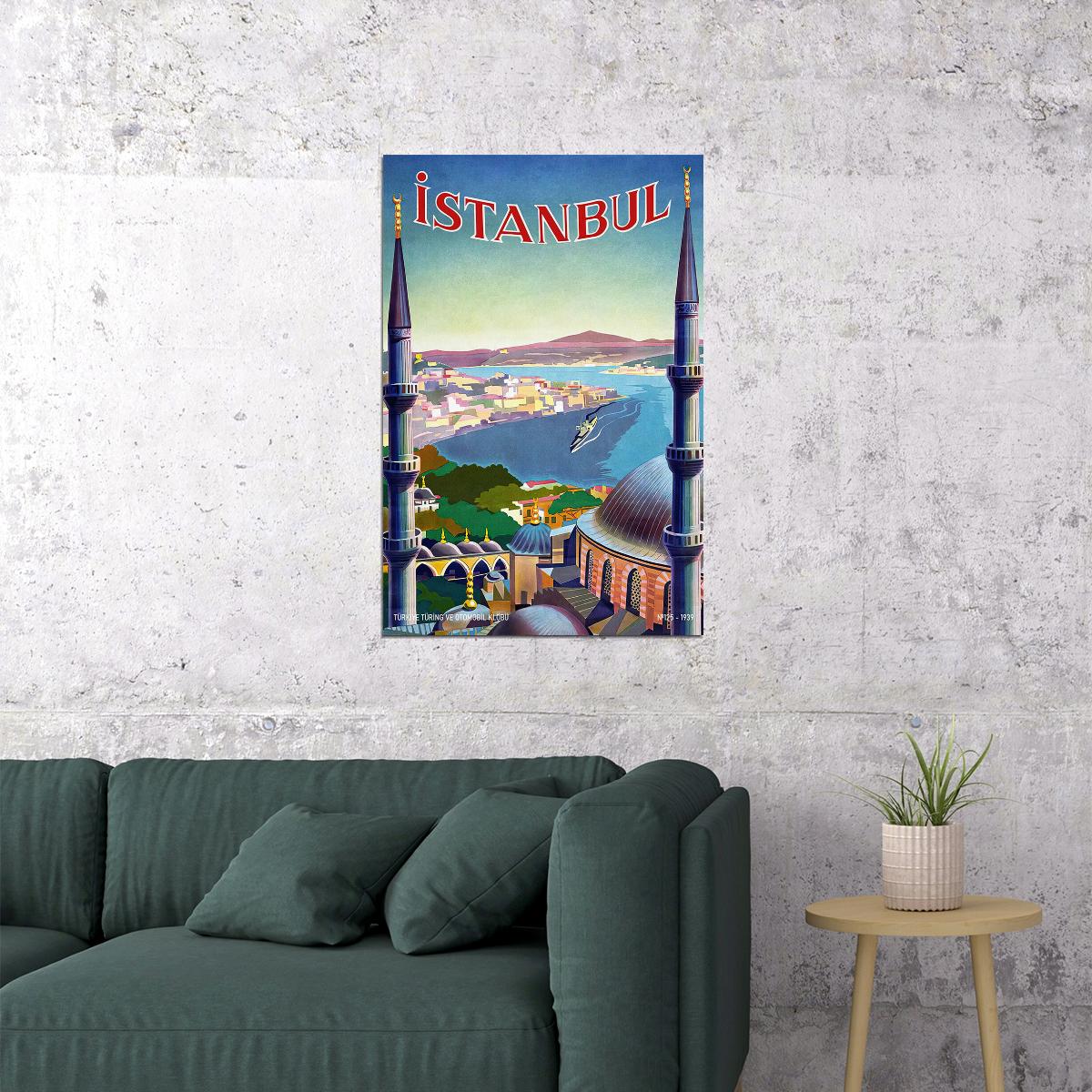 1939 Visit Istanbul Turkey Vintage Style Classic Travel Poster Wall Art Print Home Wall Decor