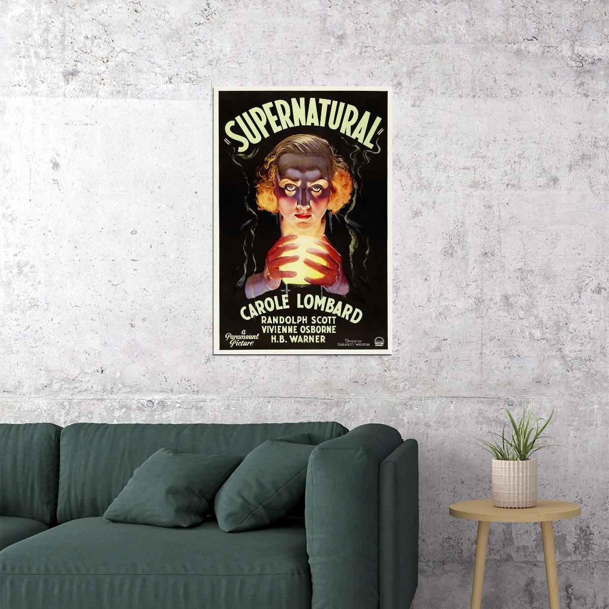 Supernatural Movie Drama Carole Lombard 1933 Vintage Style Poster Wall Art Print Home Wall Decor