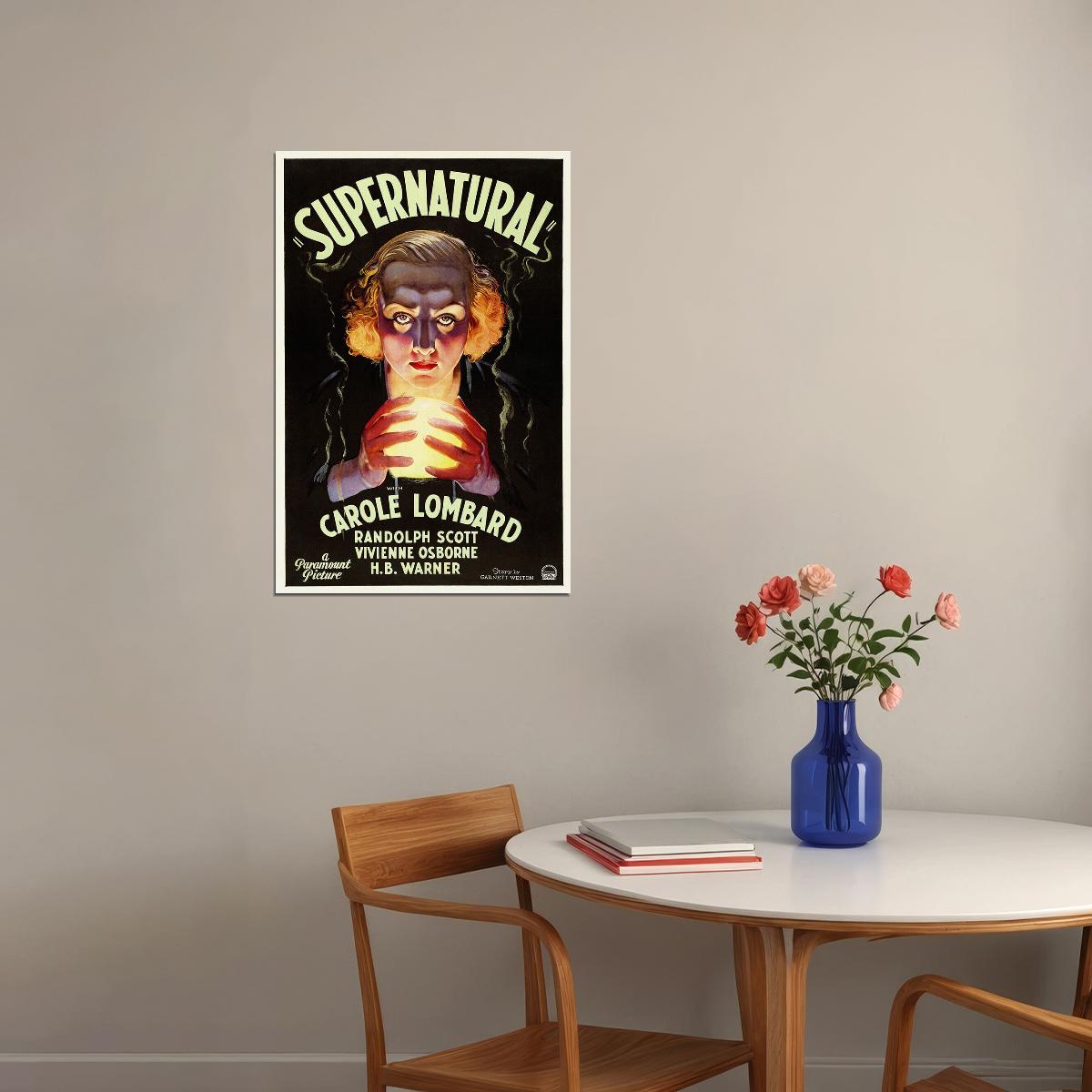 Supernatural Movie Drama Carole Lombard 1933 Vintage Style Poster Wall Art Print Home Wall Decor