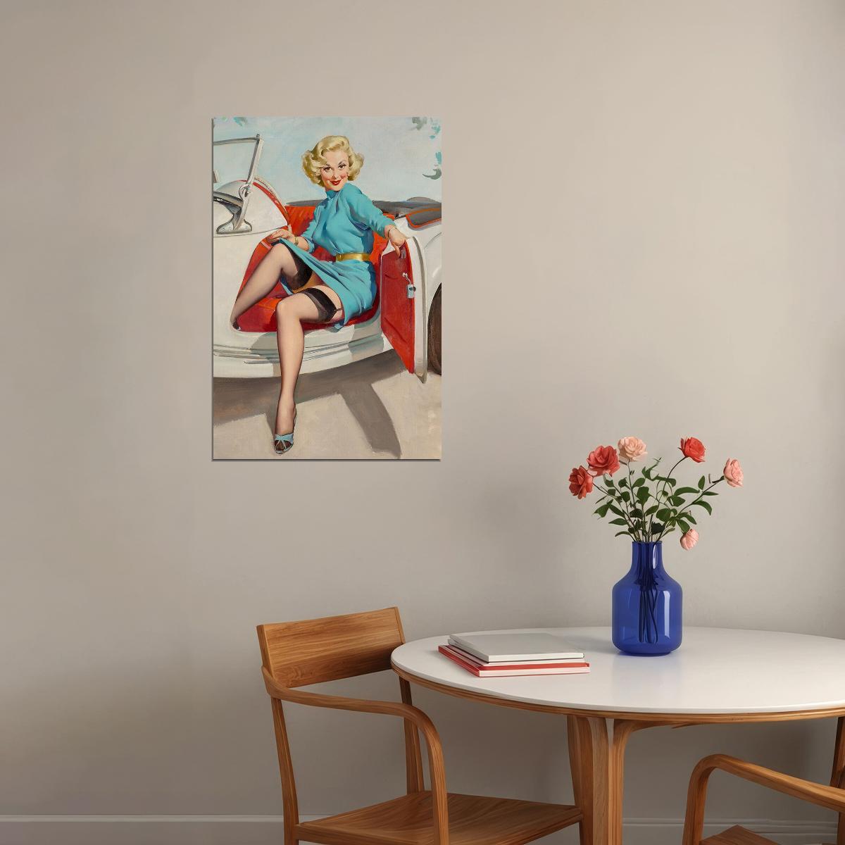 Let's Go Driving Vintage Style Pin-up Poster Wall Art Print Home Wall Decor
