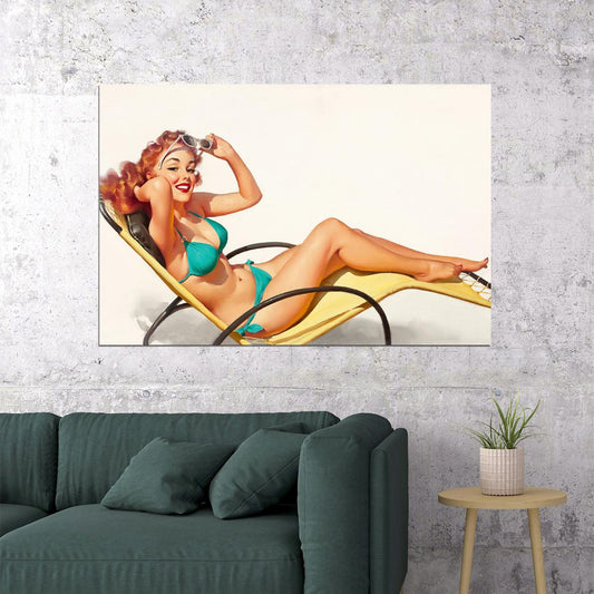 1950s Pinup Girl Sunbathing Did You Say Something Poster Wall Art Print Home Wall Decor - xonomax