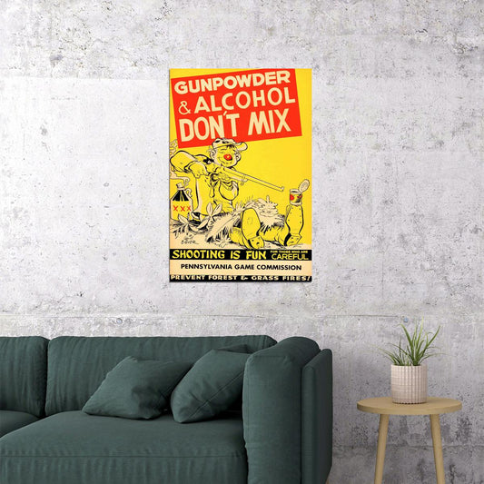 1950s Vintage Gun Safety Shooting Is Fun Poster Wall Art Print Home Wall Decor - xonomax
