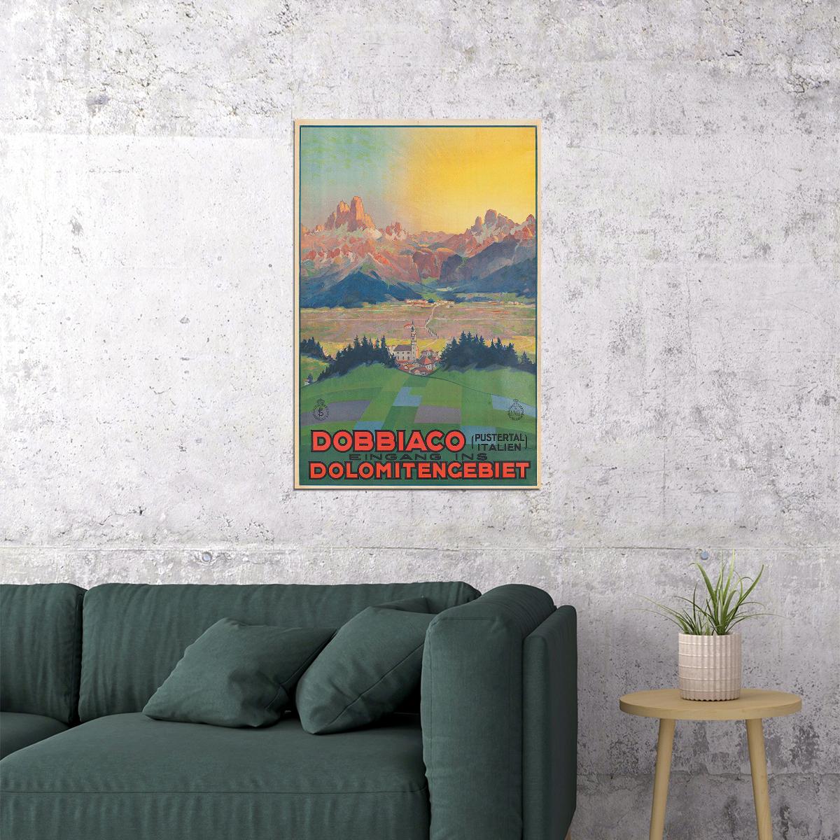 1920s Dobbiaco Dolomite Mountains Vintage Italian Travel Poster Wall Art Print Home Wall Decor