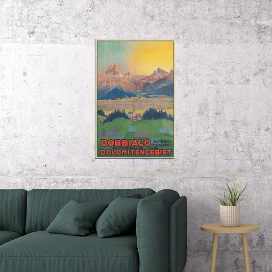 1920s Dobbiaco Dolomite Mountains Vintage Italian Travel Poster Wall Art Print Home Wall Decor - xonomax