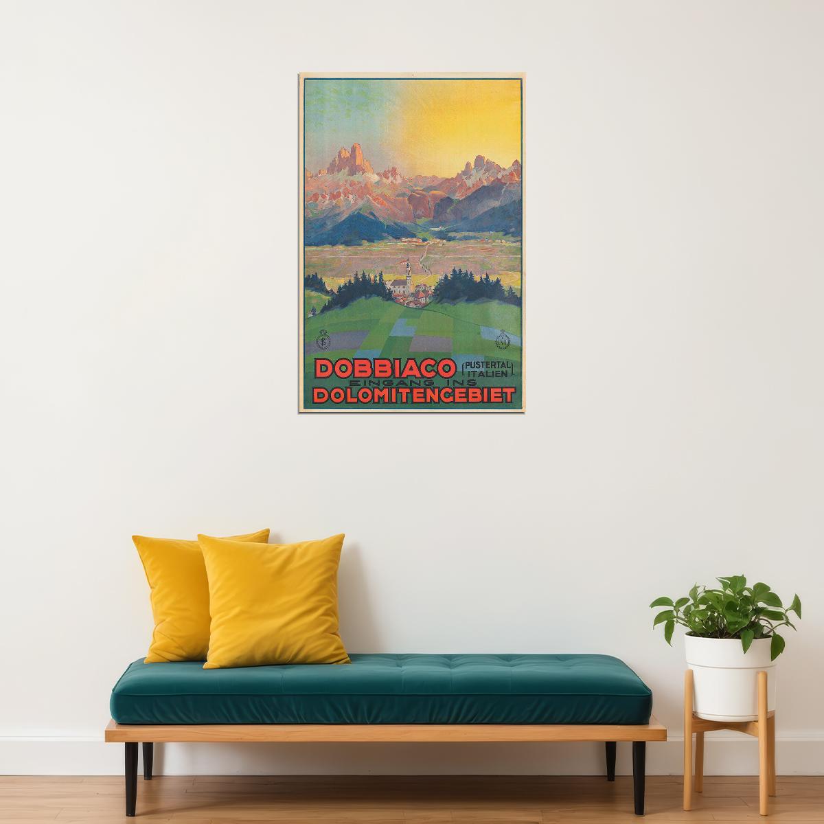 1920s Dobbiaco Dolomite Mountains Vintage Italian Travel Poster Wall Art Print Home Wall Decor