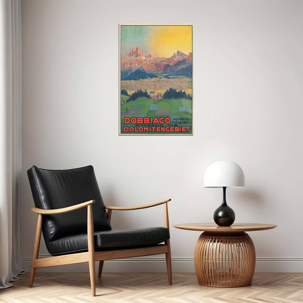1920s Dobbiaco Dolomite Mountains Vintage Italian Travel Poster Wall Art Print Home Wall Decor