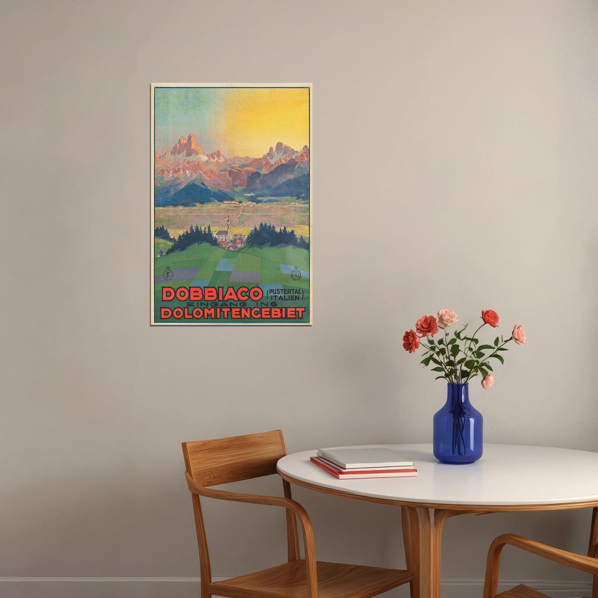 1920s Dobbiaco Dolomite Mountains Vintage Italian Travel Poster Wall Art Print Home Wall Decor