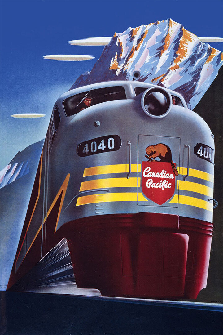 Travel Canadian Pacific 1950s Vintage Railroad Travel Poster Wall Art Print Home Wall Decor