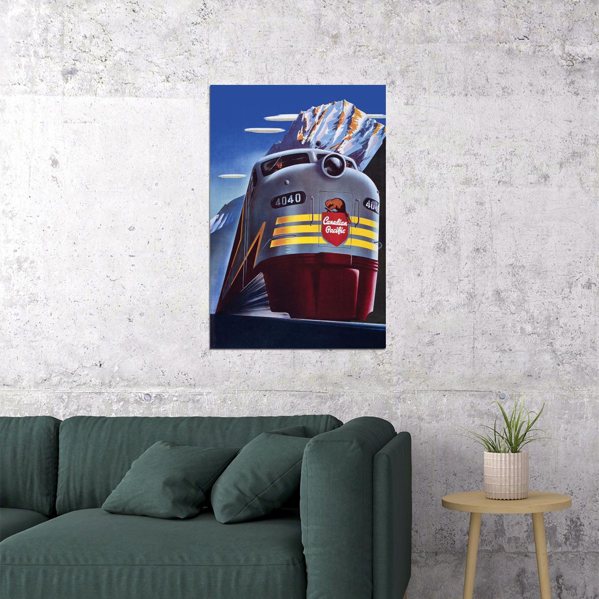 Travel Canadian Pacific 1950s Vintage Railroad Travel Poster Wall Art Print Home Wall Decor