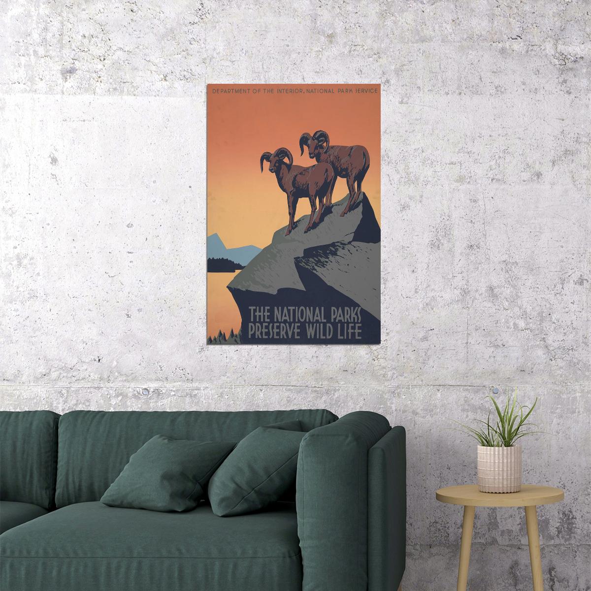 1930s National Parks Preserve Wild Life Vintage Wpa Travel Poster Wall Art Print Home Wall Decor