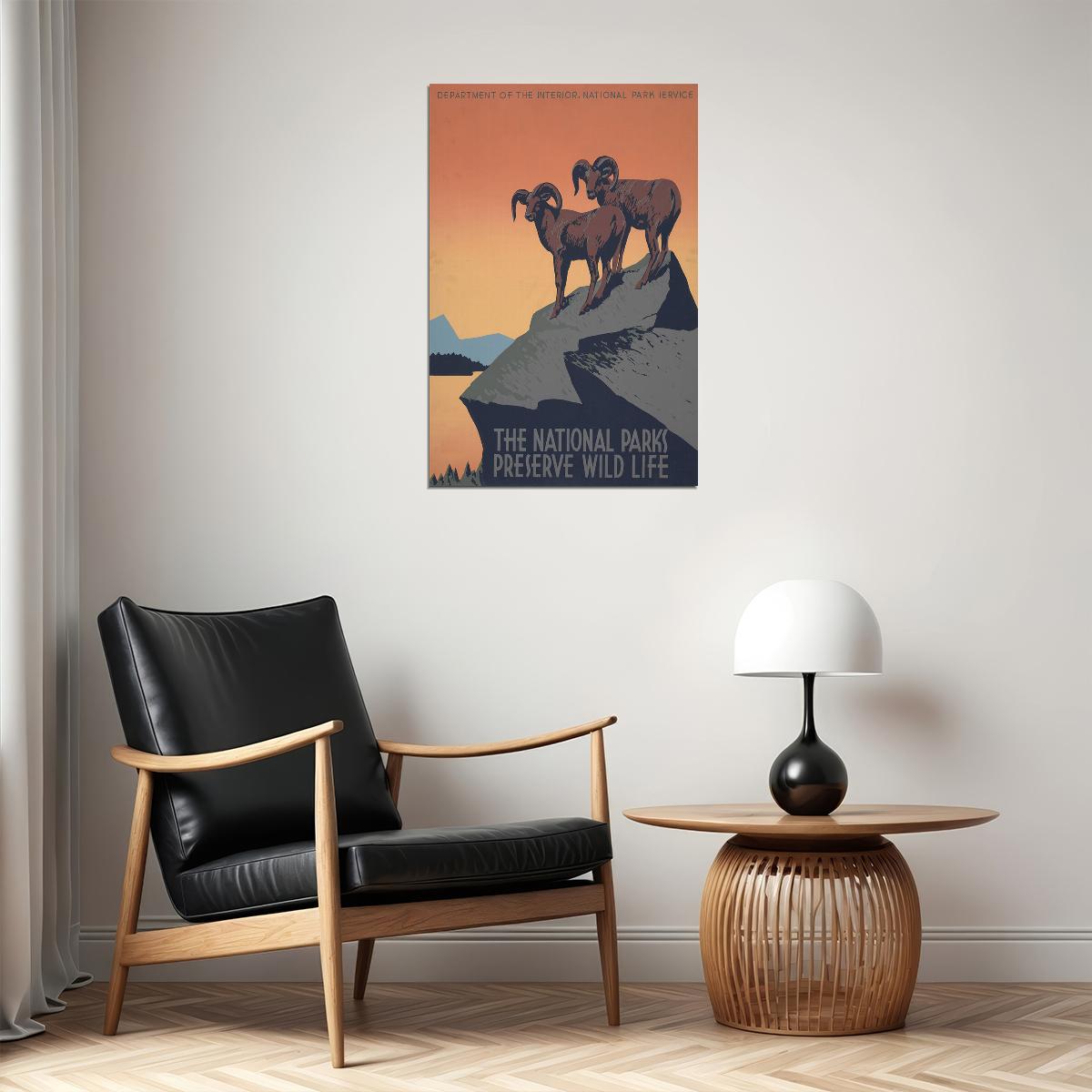 1930s National Parks Preserve Wild Life Vintage Wpa Travel Poster Wall Art Print Home Wall Decor