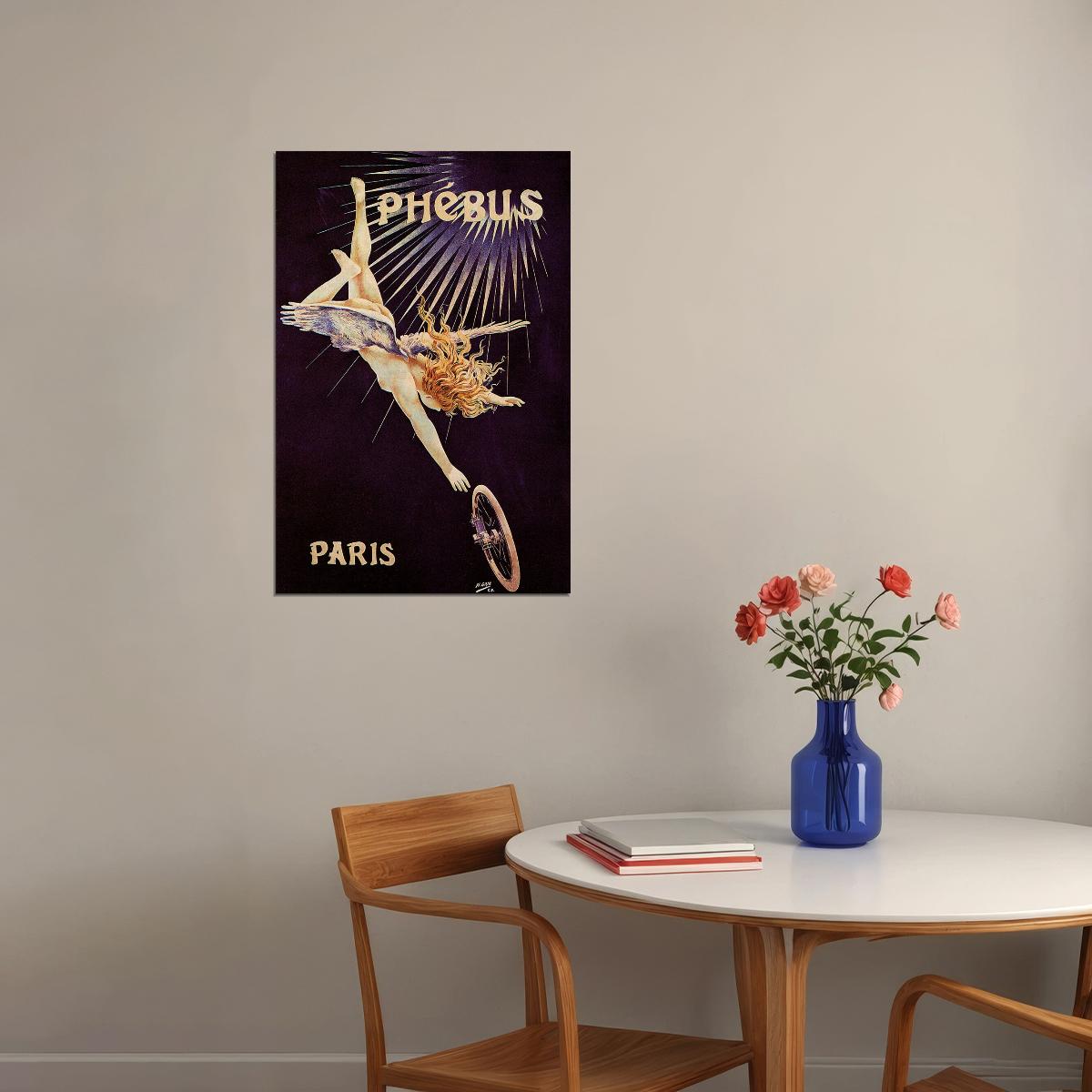 1890s Phebus Bicycles Paris Vintage Cycling Advertising Poster Wall Art Print Home Wall Decor