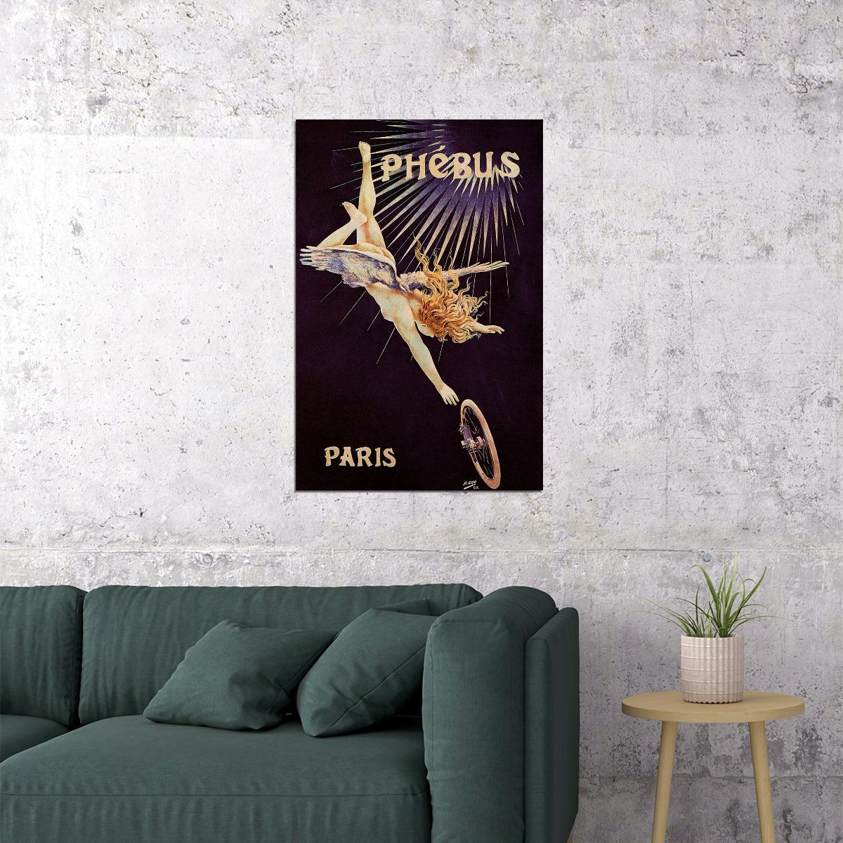 1890s Phebus Bicycles Paris Vintage Cycling Advertising Poster Wall Art Print Home Wall Decor