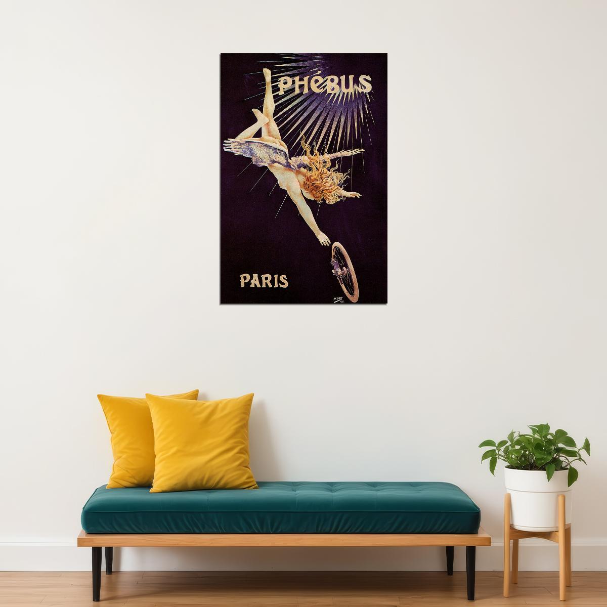 1890s Phebus Bicycles Paris Vintage Cycling Advertising Poster Wall Art Print Home Wall Decor