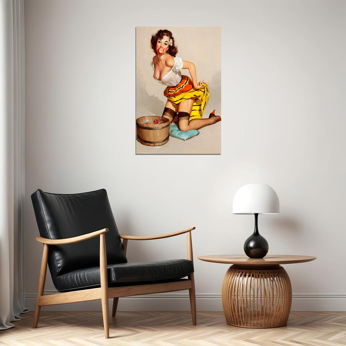 The Winner Vintage Style Pin-up Bobbing For Apples Poster Wall Art Print Home Wall Decor