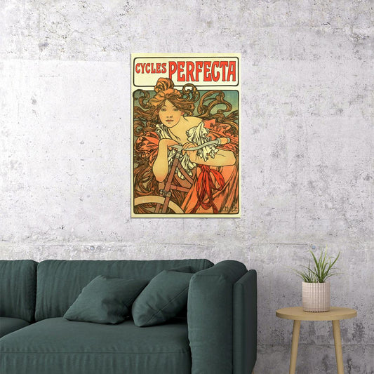 1890's Classic Cycling Alphonse Mucha Cycles Perfecta Poster Wall Art Print Home Wall Decor - xonomax
