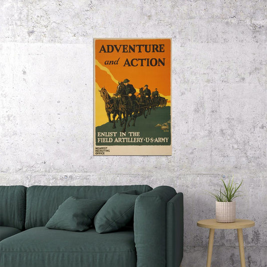 Adventure Action Enlist In Field Artillery 1919 Us Army Poster Wall Art Print Home Wall Decor - xonomax