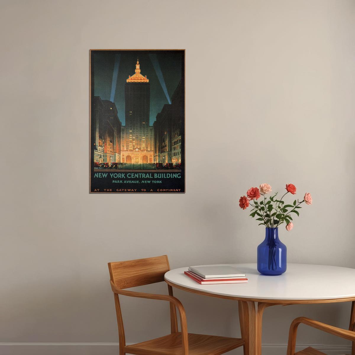 1930 New York Park Avenue Central Building Vintage Travel Poster Wall Art Print Home Wall Decor