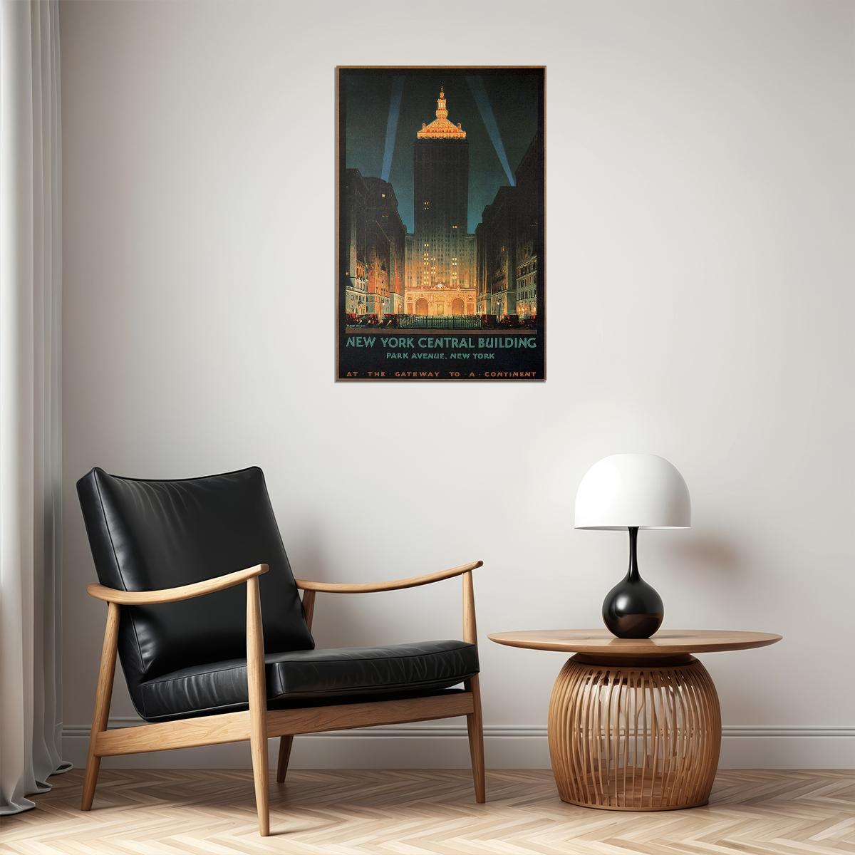 1930 New York Park Avenue Central Building Vintage Travel Poster Wall Art Print Home Wall Decor