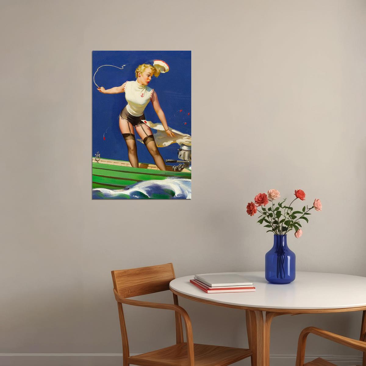 A Fast Takeoff 1950s Boating Vintage Style Pin-up Poster Wall Art Print Home Wall Decor