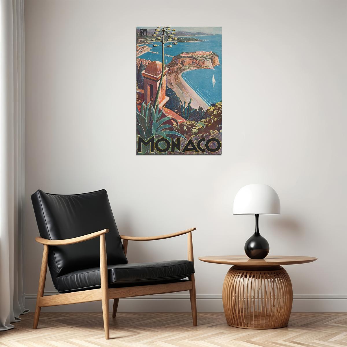 Monaco 1930s Vintage Style European Travel Poster Wall Art Print Home Wall Decor