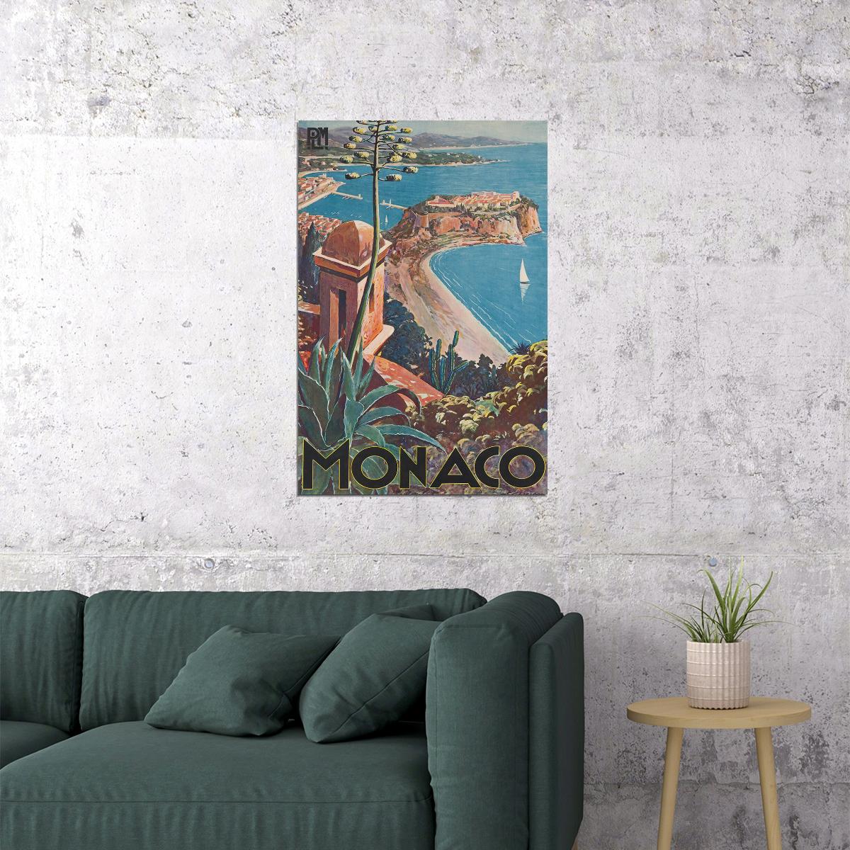 Monaco 1930s Vintage Style European Travel Poster Wall Art Print Home Wall Decor