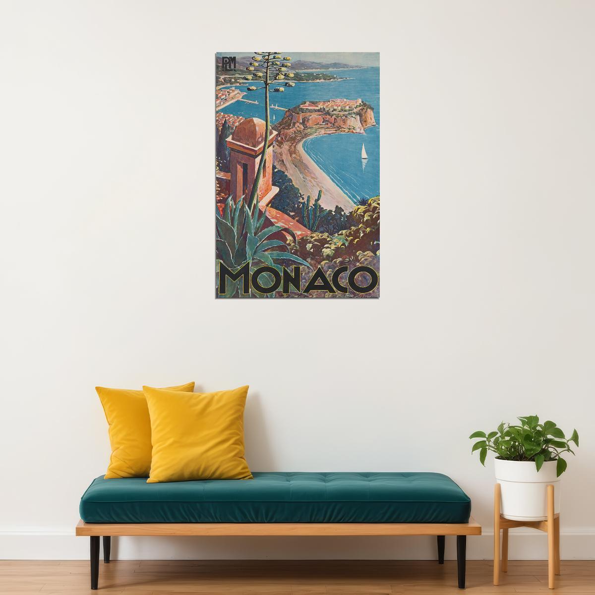 Monaco 1930s Vintage Style European Travel Poster Wall Art Print Home Wall Decor