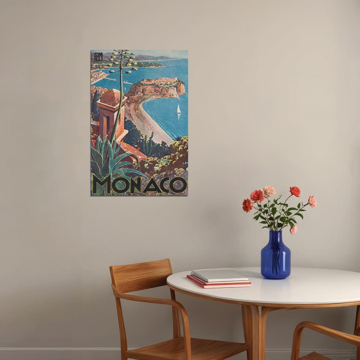 Monaco 1930s Vintage Style European Travel Poster Wall Art Print Home Wall Decor