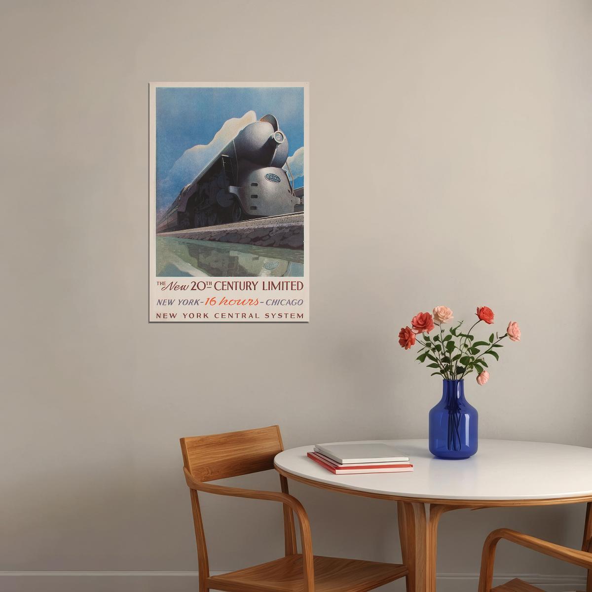 New York Central Systemtraveling To Chicago By Train Poster Wall Art Print Home Wall Decor