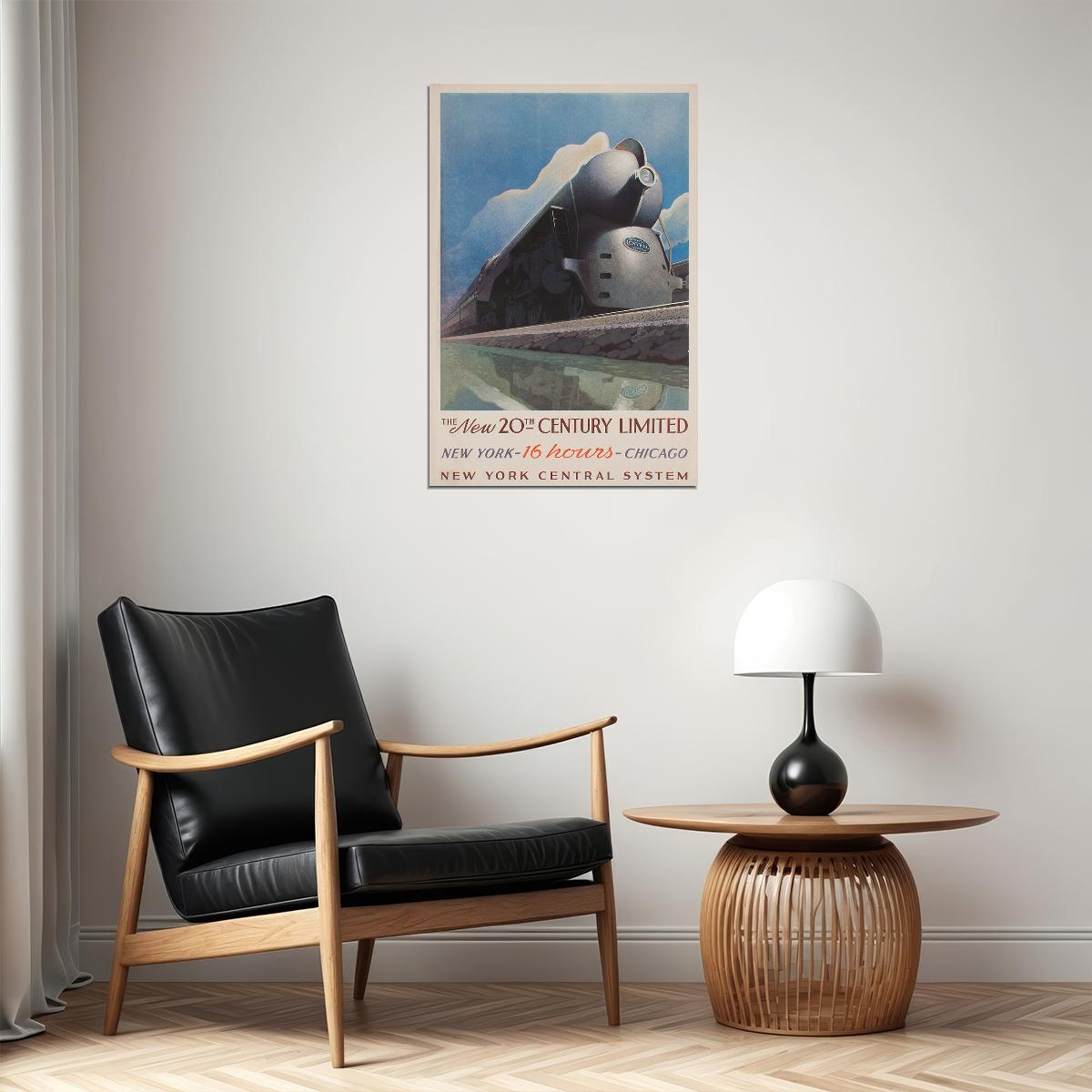 New York Central Systemtraveling To Chicago By Train Poster Wall Art Print Home Wall Decor